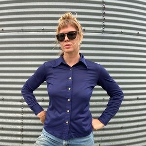 Vintage 70's Blouse with Brass detailed Buttons